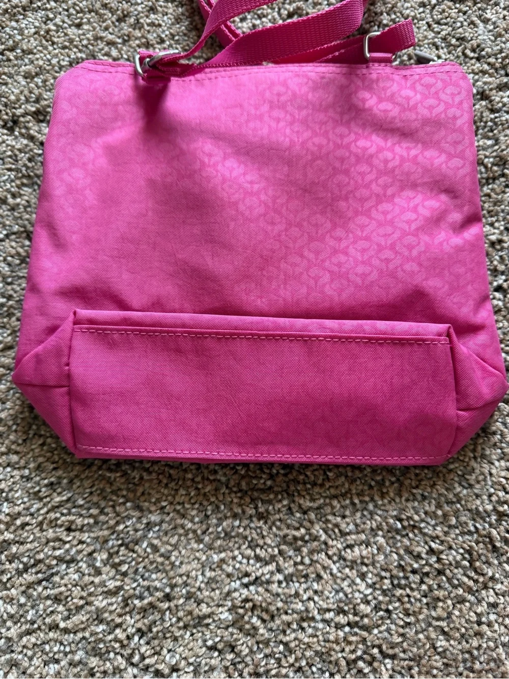 BAGGALLINI Bright Pink Nylon Zippered Crossbody Shoulder Bag